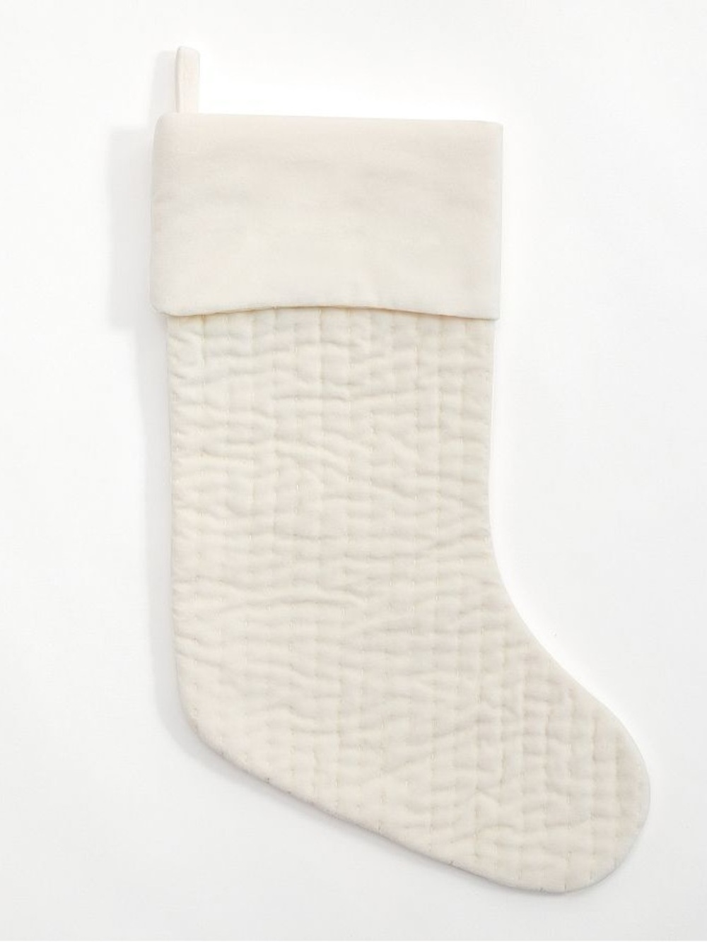 Quilted Velvet Stocking, Medium - Ivory